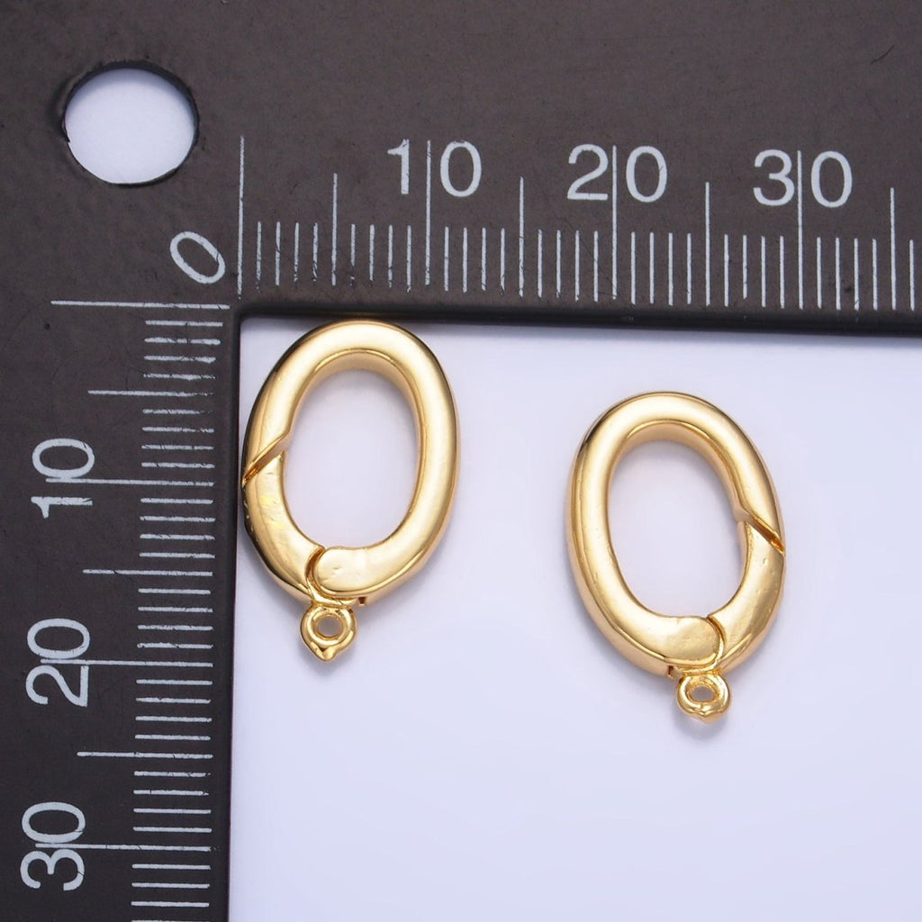 24K Gold plated 20mm Oval Push Gate Loop Minimalist Finding | Z1001 - DLUXCA
