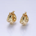 24K Gold plated 21mm Dome Croissant Latch Earrings in Silver & Gold | AB-1429 AB-1432 - DLUXCA