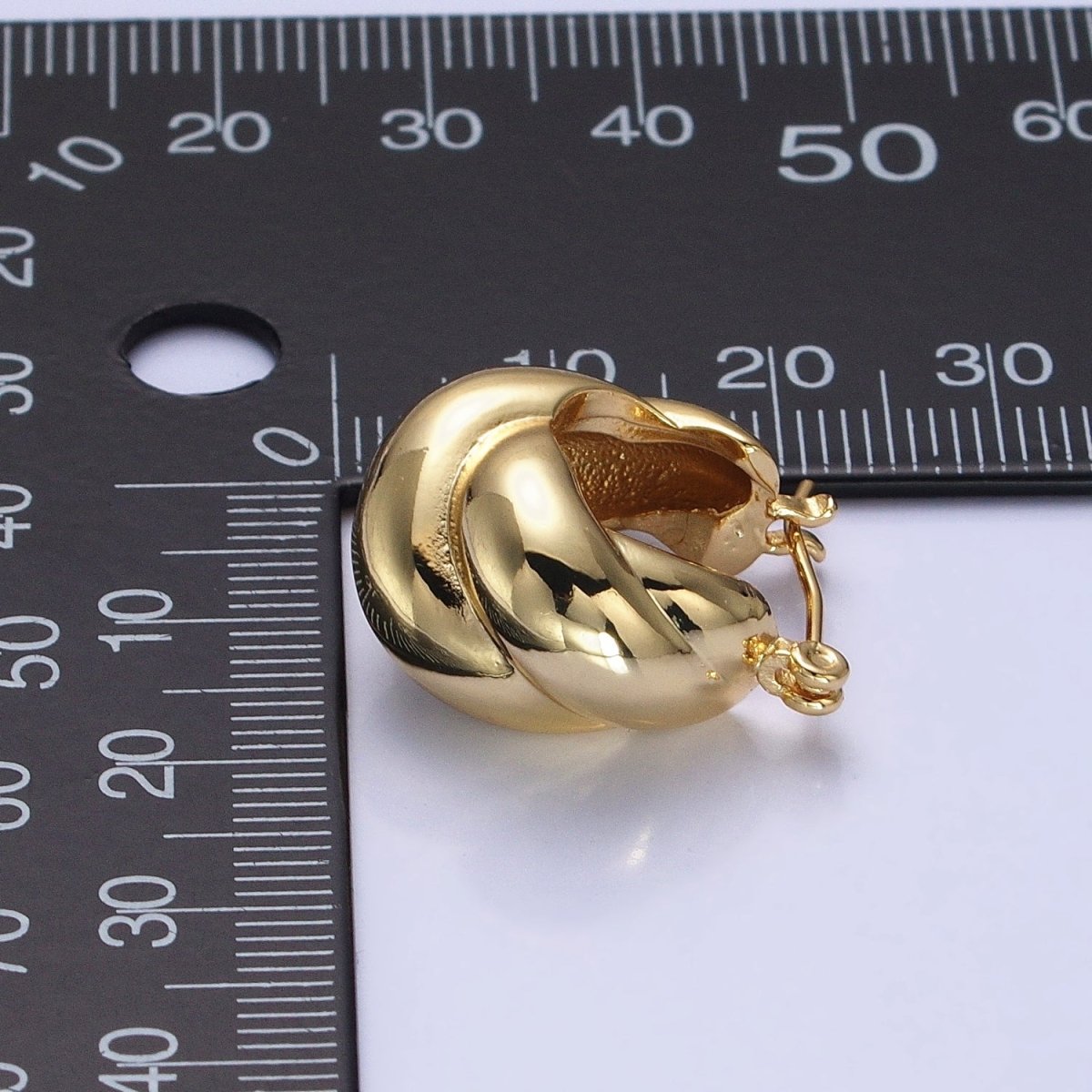 24K Gold plated 21mm Dome Croissant Latch Earrings in Silver & Gold | AB-1429 AB-1432 - DLUXCA