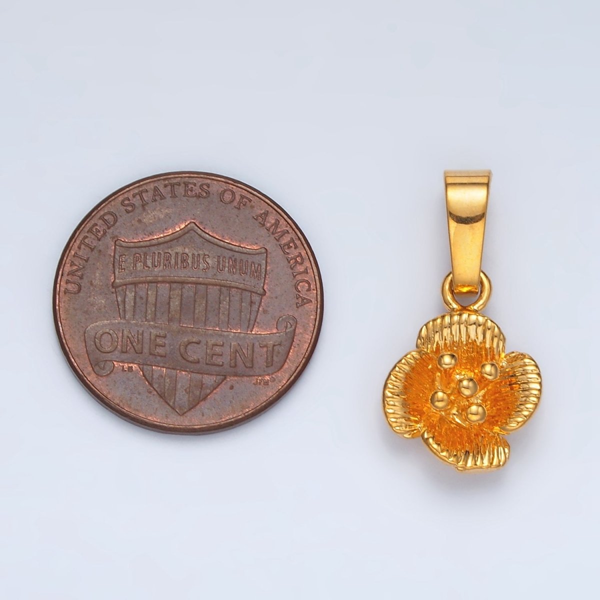 24K Gold plated 21mm Line - Textured Flower Minimalist Pendant | AA1410 - DLUXCA