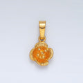 24K Gold plated 21mm Line - Textured Flower Minimalist Pendant | AA1410 - DLUXCA