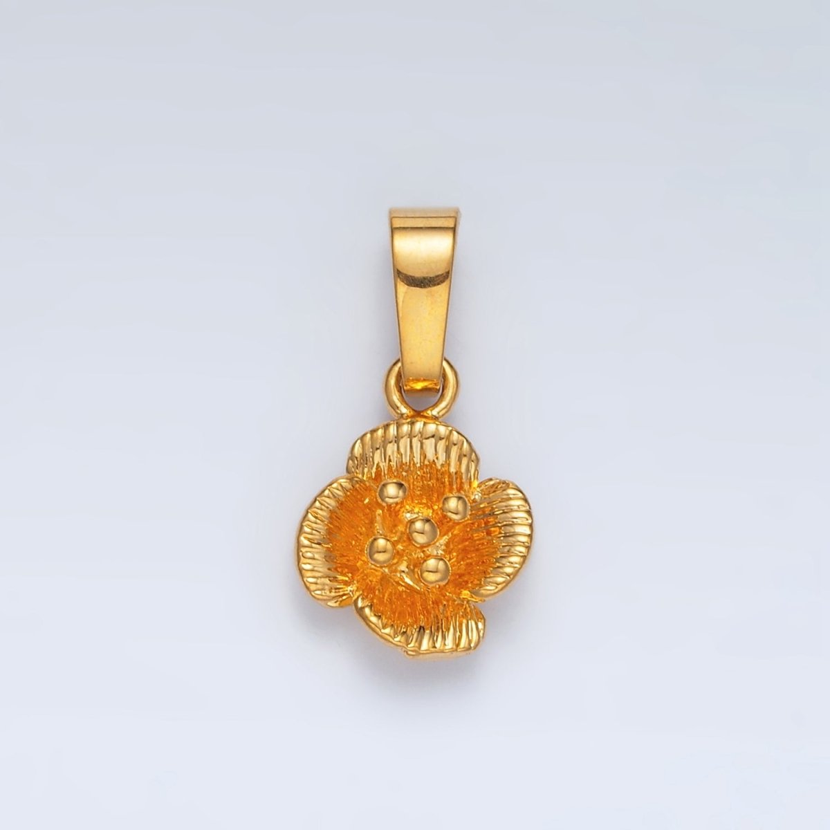 24K Gold plated 21mm Line - Textured Flower Minimalist Pendant | AA1410 - DLUXCA