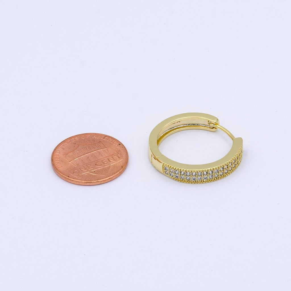 24K Gold plated 22mm Double Micro Paved Endless Hoop Earrings | AB1019 - DLUXCA