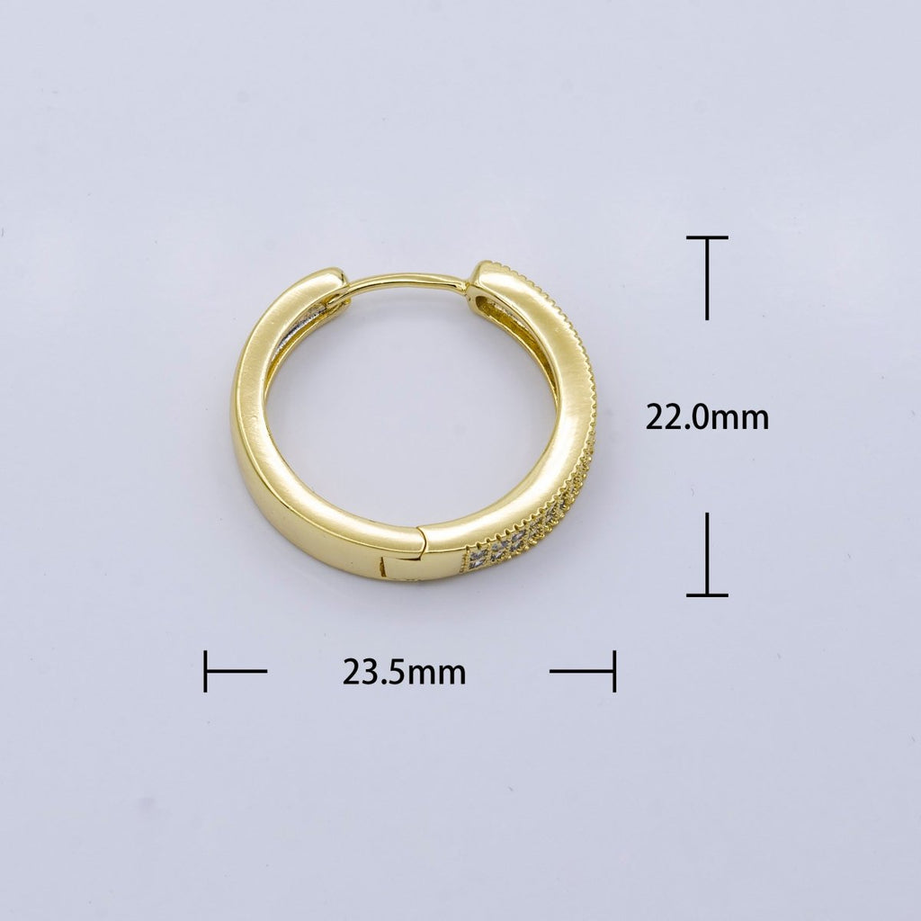 24K Gold plated 22mm Double Micro Paved Endless Hoop Earrings | AB1019 - DLUXCA