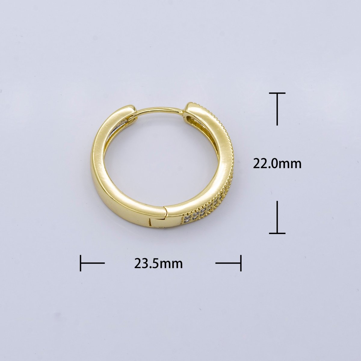 24K Gold plated 22mm Double Micro Paved Endless Hoop Earrings | AB1019 - DLUXCA