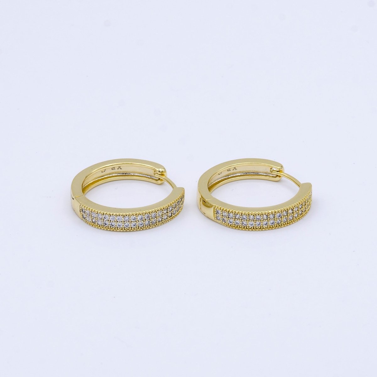 24K Gold plated 22mm Double Micro Paved Endless Hoop Earrings | AB1019 - DLUXCA