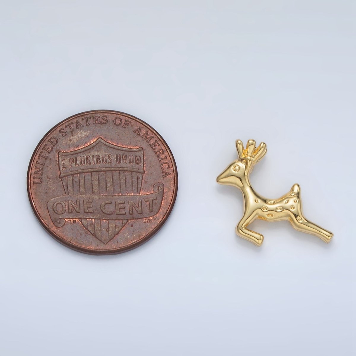 24K Gold plated 22mm Leaping Dotted Reindeer Animal Charm | AC102 - DLUXCA