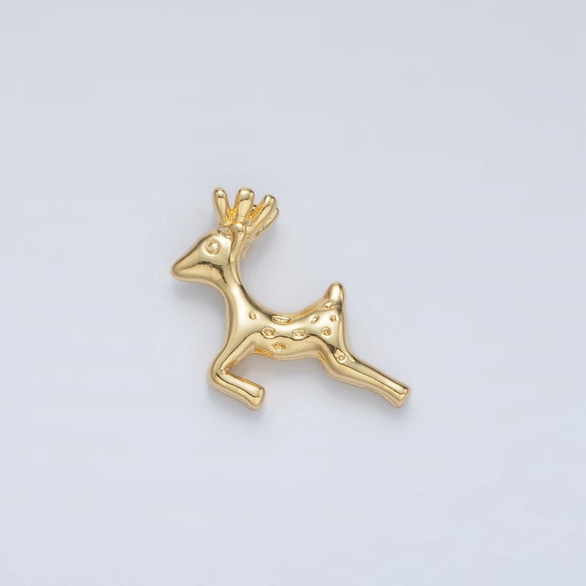 24K Gold plated 22mm Leaping Dotted Reindeer Animal Charm | AC102 - DLUXCA