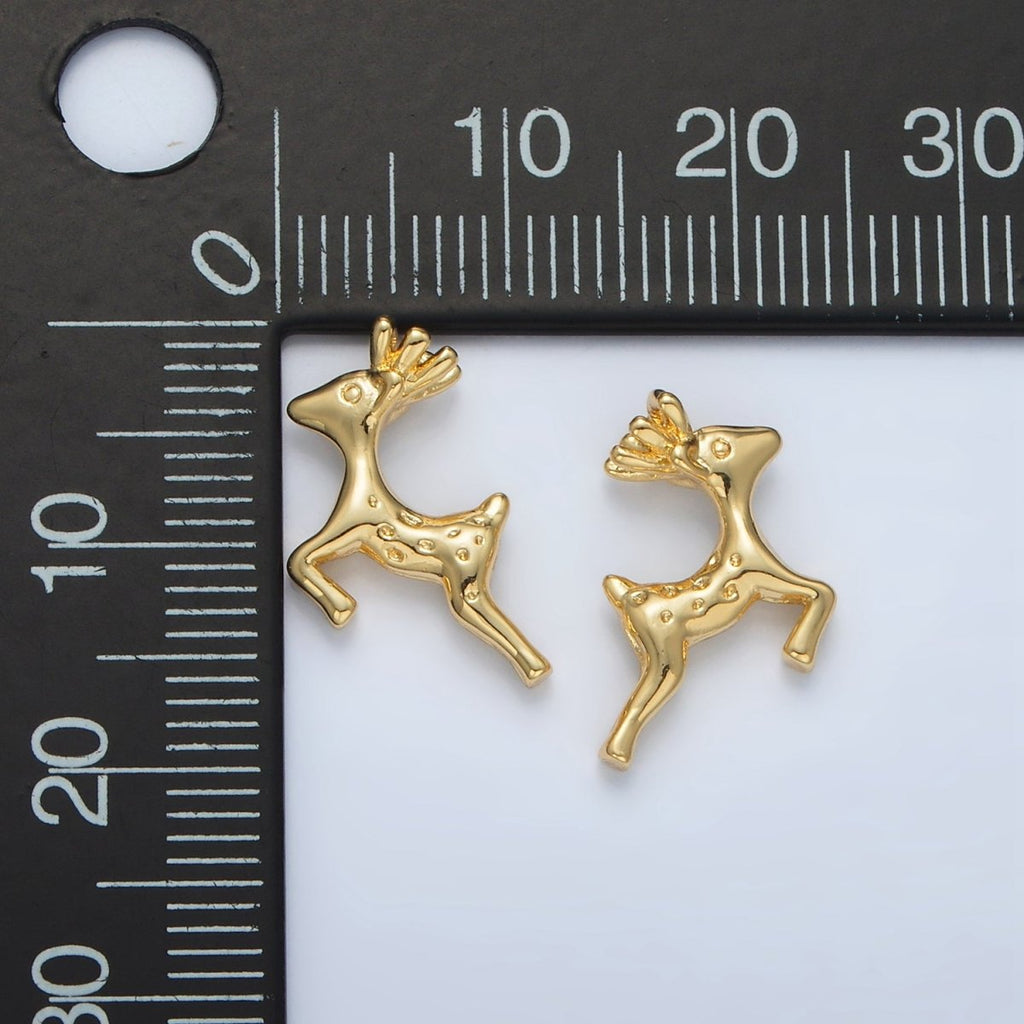 24K Gold plated 22mm Leaping Dotted Reindeer Animal Charm | AC102 - DLUXCA