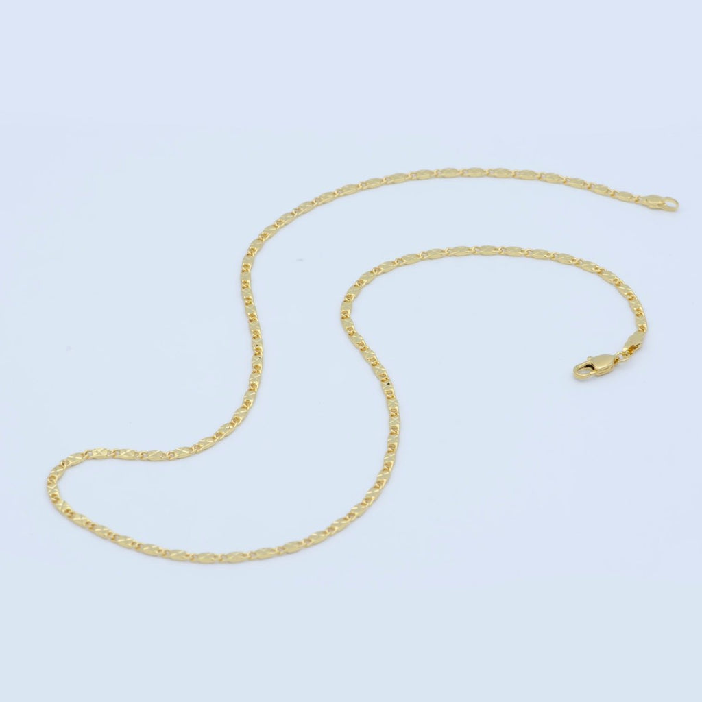 24K Gold plated 2.2mm Sunburst Textured Scroll 18 Inch Layering Chain Necklace | WA-191 Clearance Pricing - DLUXCA