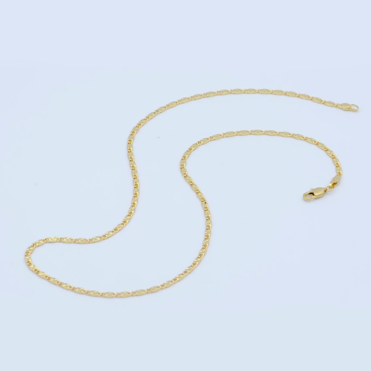 24K Gold plated 2.2mm Sunburst Textured Scroll 18 Inch Layering Chain Necklace | WA-191 Clearance Pricing - DLUXCA