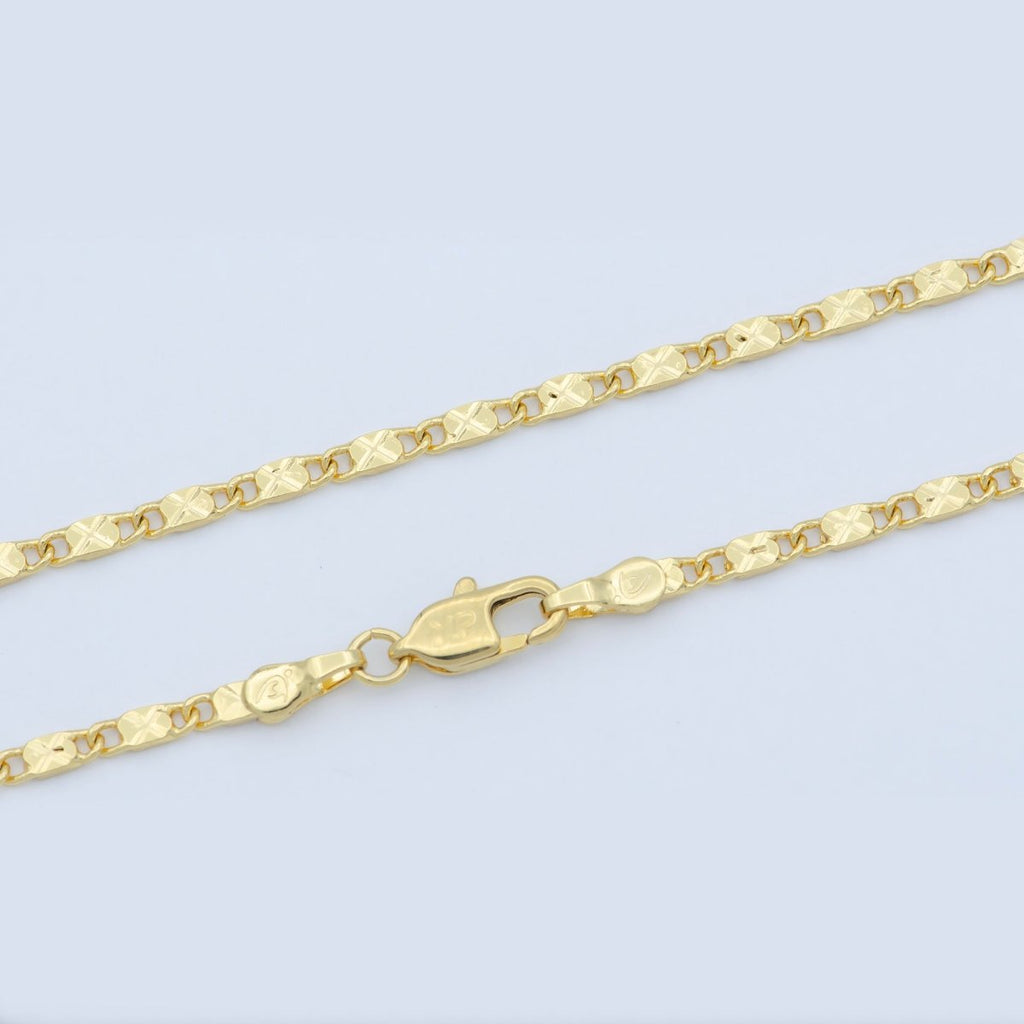 24K Gold plated 2.2mm Sunburst Textured Scroll 18 Inch Layering Chain Necklace | WA-191 Clearance Pricing - DLUXCA