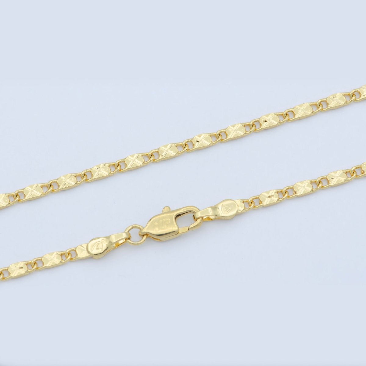 24K Gold plated 2.2mm Sunburst Textured Scroll 18 Inch Layering Chain Necklace | WA-191 Clearance Pricing - DLUXCA