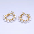 24K Gold plated 23.5mm Pearl Lined Hinged Lock Hoop Earrings in Gold & Silver | AB346 AB347