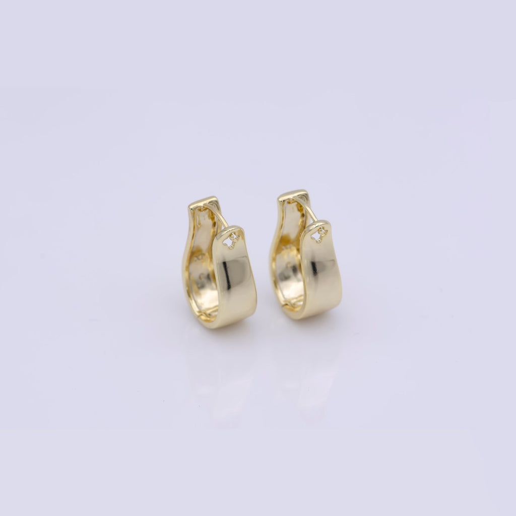 24K Gold plated 23mm Curved Hoop Earrings | V451 - DLUXCA