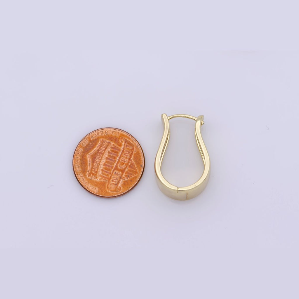 24K Gold plated 23mm Curved Hoop Earrings | V451 - DLUXCA