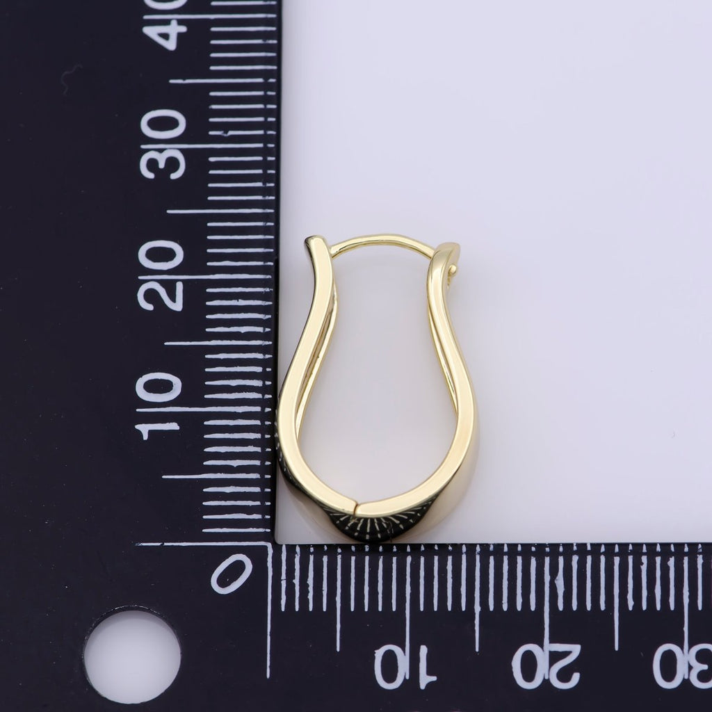 24K Gold plated 23mm Curved Hoop Earrings | V451 - DLUXCA