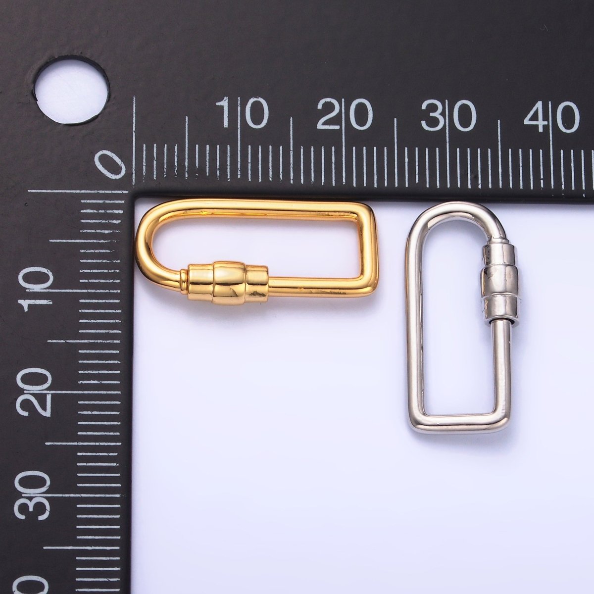 24K Gold plated 23mm Geometric U - Oblong Carabiner Finding in Gold & Silver | Z1050 - DLUXCA