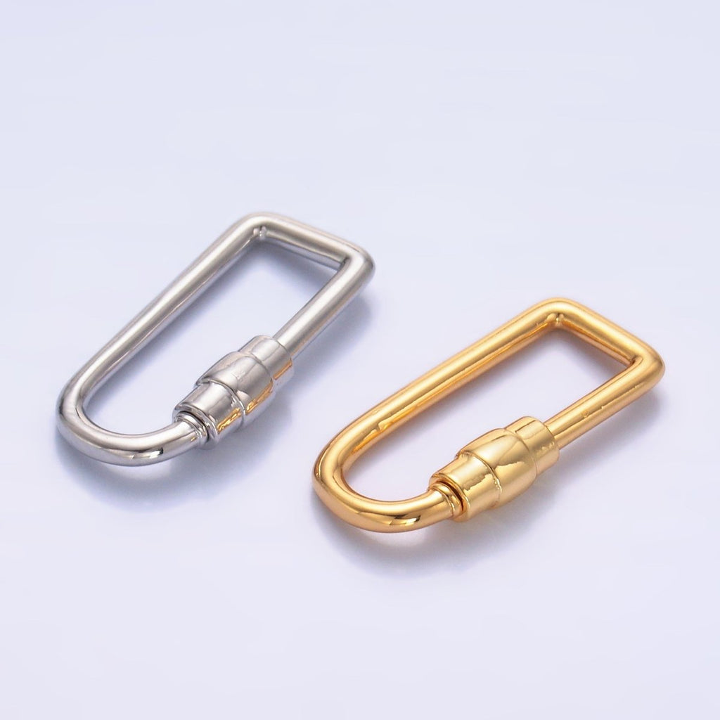 24K Gold plated 23mm Geometric U - Oblong Carabiner Finding in Gold & Silver | Z1050 - DLUXCA