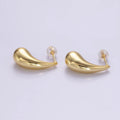 24K Gold plated 23mm Minimalist Teardrop Stud Earrings | P512 - DLUXCA