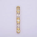 24K Gold plated 24mm Clear CZ Baguette Round Bezel Linear Charm | AC883 - DLUXCA