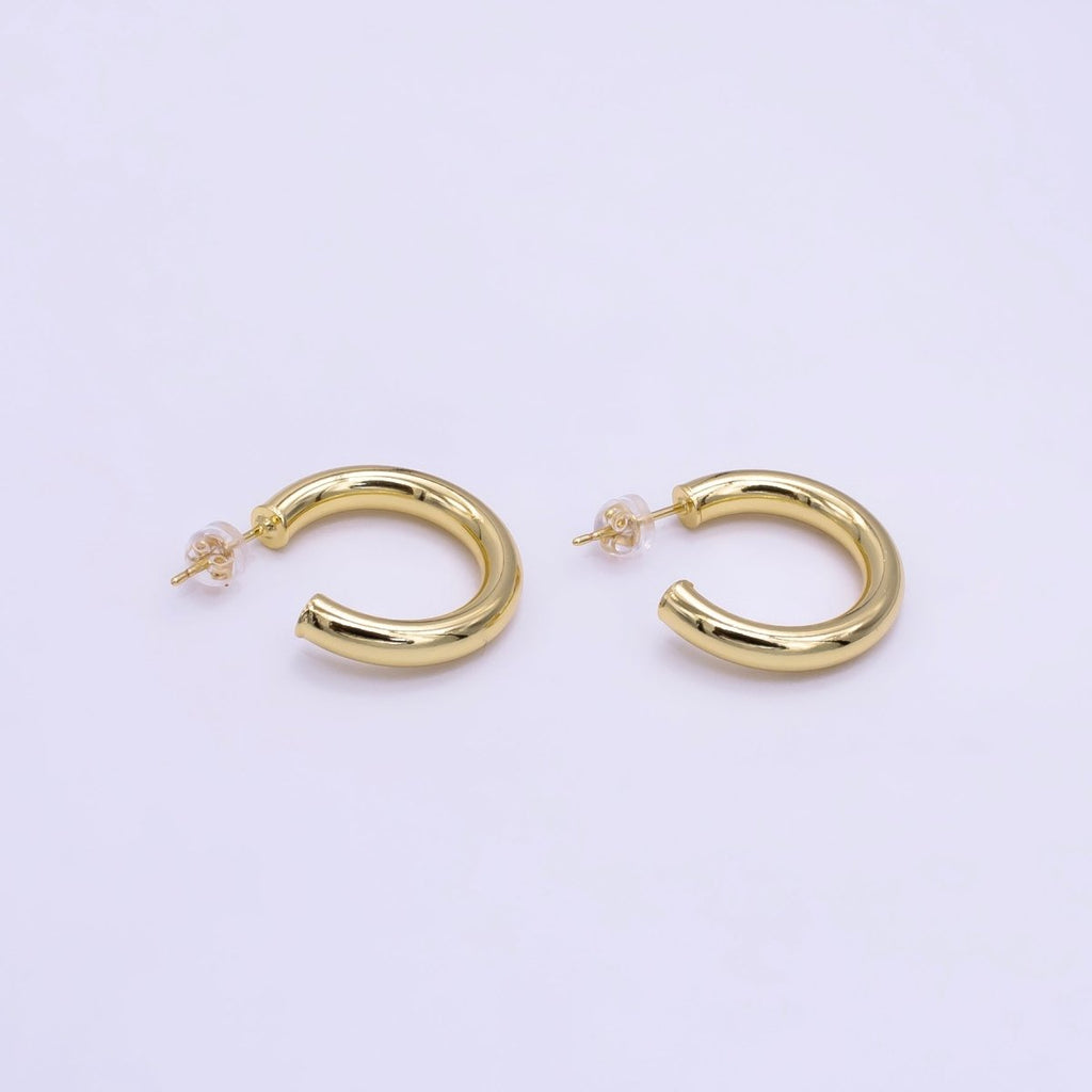 24K Gold plated 25mm, 35mm Minimalist C-Shaped Hoop Earrings | Q266 Q267