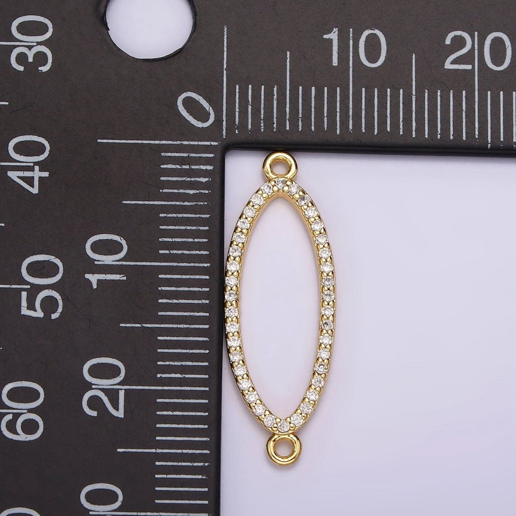 24K Gold plated 25mm Clear Micro Paved CZ Open Sphere Connector | G795 - DLUXCA
