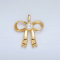 24K Gold plated 25mm CZ Ribbon Bow Pendant in Gold & Silver | AA1411 - DLUXCA