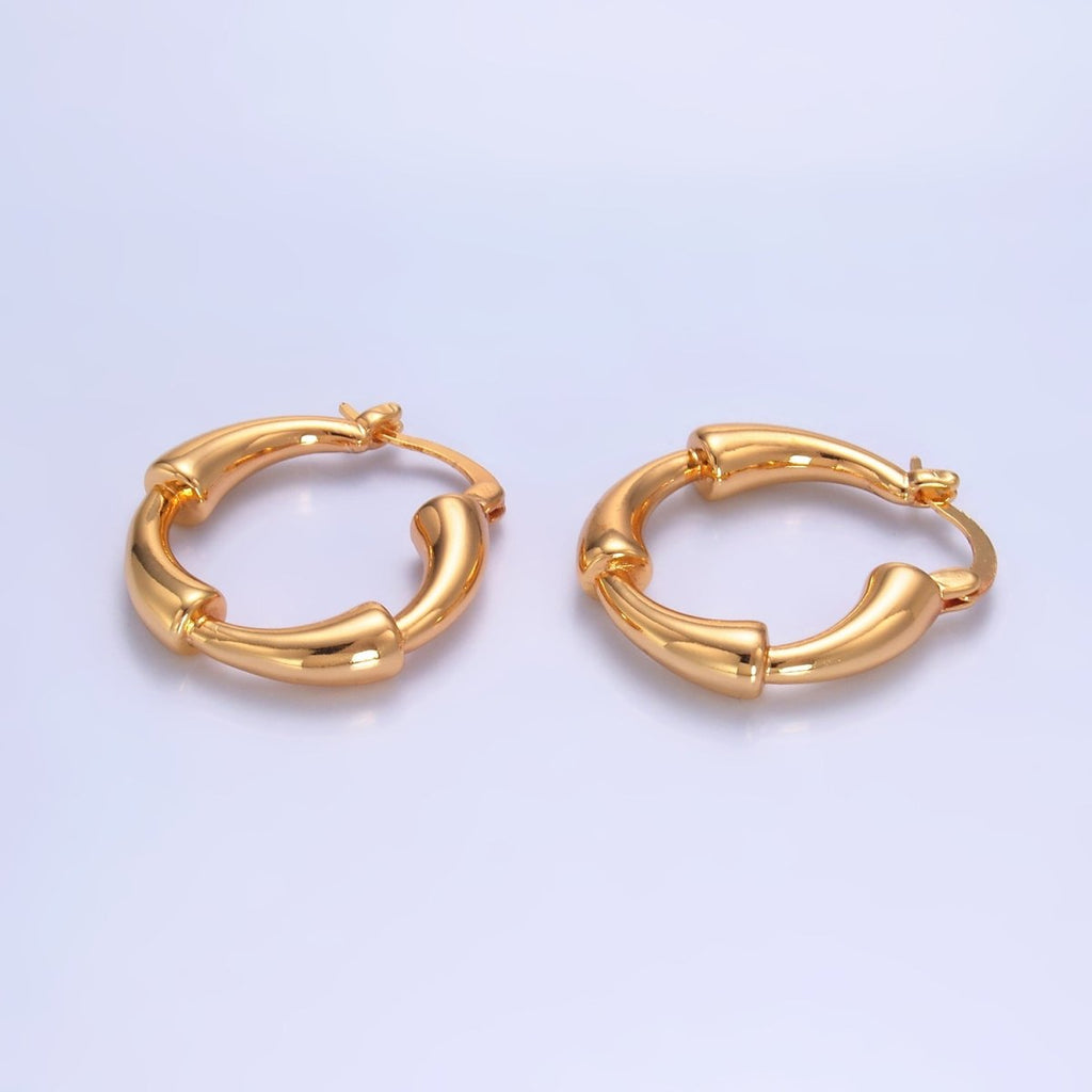 24K Gold plated 25mm Geometric Band Latch Hoop Earrings | AB1469 