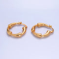 24K Gold plated 25mm Geometric Band Latch Hoop Earrings | AB1469 
