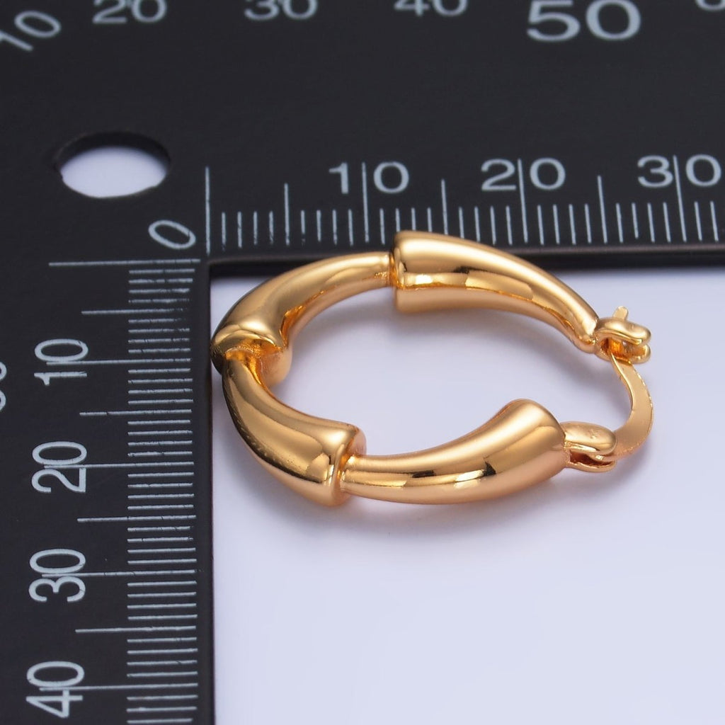 24K Gold plated 25mm Geometric Band Latch Hoop Earrings | AB1469 