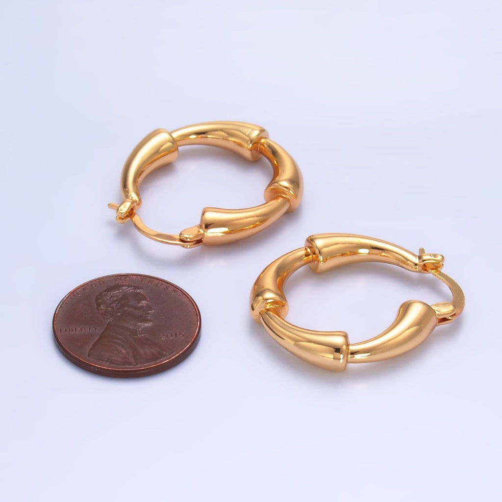 24K Gold plated 25mm Geometric Band Latch Hoop Earrings | AB1469 