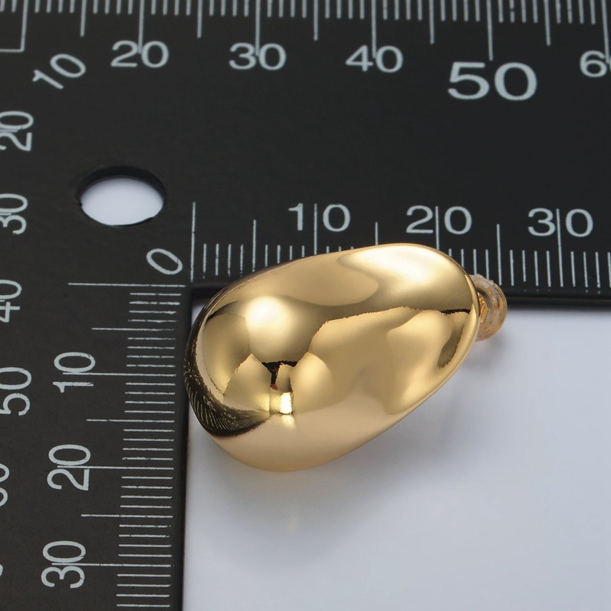 24K Gold plated 25mm Hammered Dome J-Shaped Hoop Earrings in Gold & Silver | V071 V072
