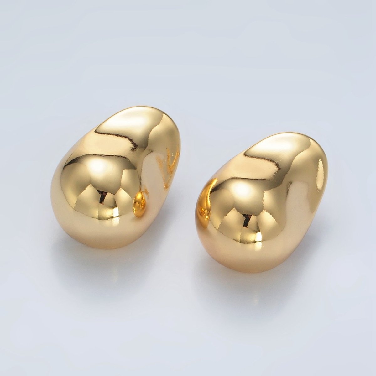 24K Gold plated 25mm Hammered Dome J-Shaped Hoop Earrings in Gold & Silver | V071 V072