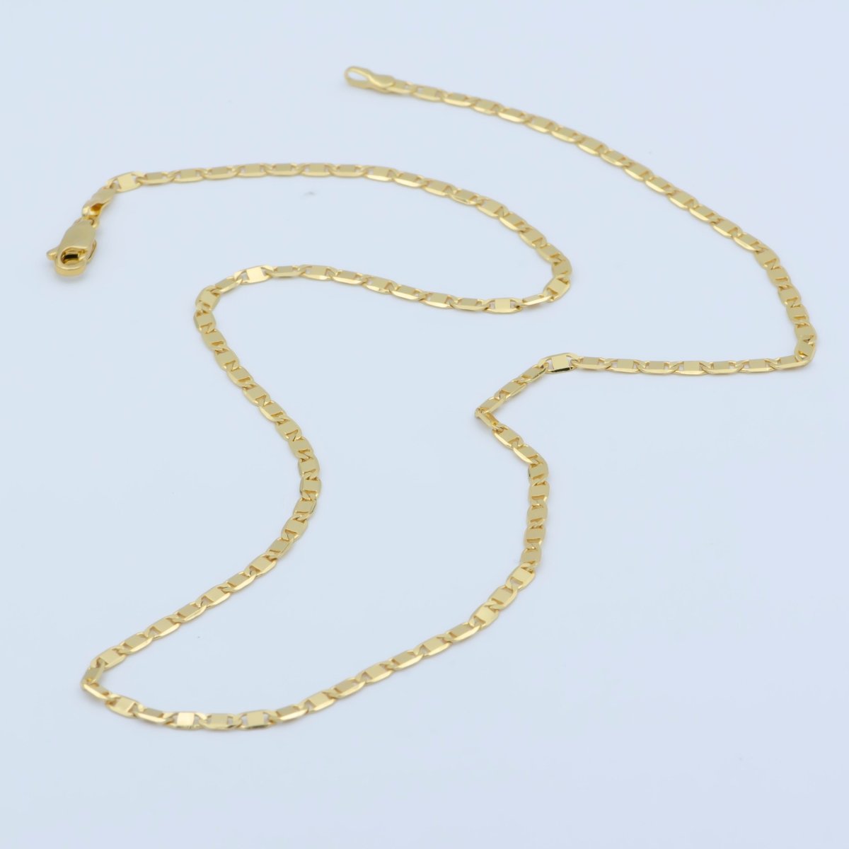 24K Gold plated 2.5mm Mariner 18 Inch Layering Chain Necklace | WA-189 Clearance Pricing - DLUXCA