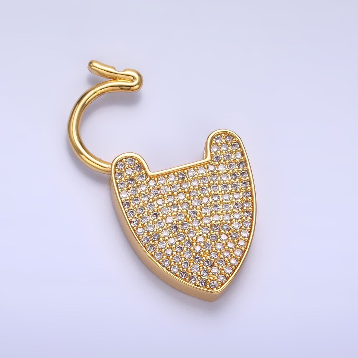24K Gold plated 25mm Micro Paved CZ Filigree Padlock Findings | Z1029 - DLUXCA