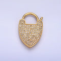 24K Gold plated 25mm Micro Paved CZ Filigree Padlock Findings | Z1029 - DLUXCA
