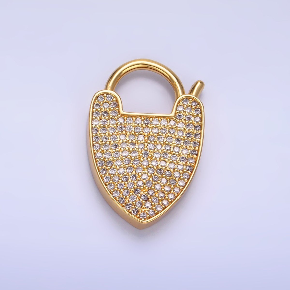 24K Gold plated 25mm Micro Paved CZ Filigree Padlock Findings | Z1029 - DLUXCA