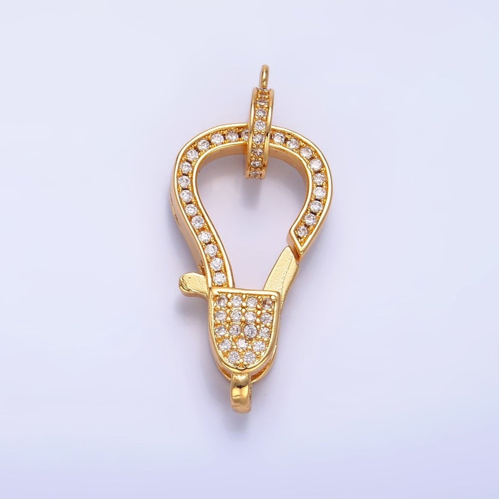 24K Gold plated 25mm Micro Paved CZ Lobster Claw Clasps Closure Findings | Z1028 - DLUXCA