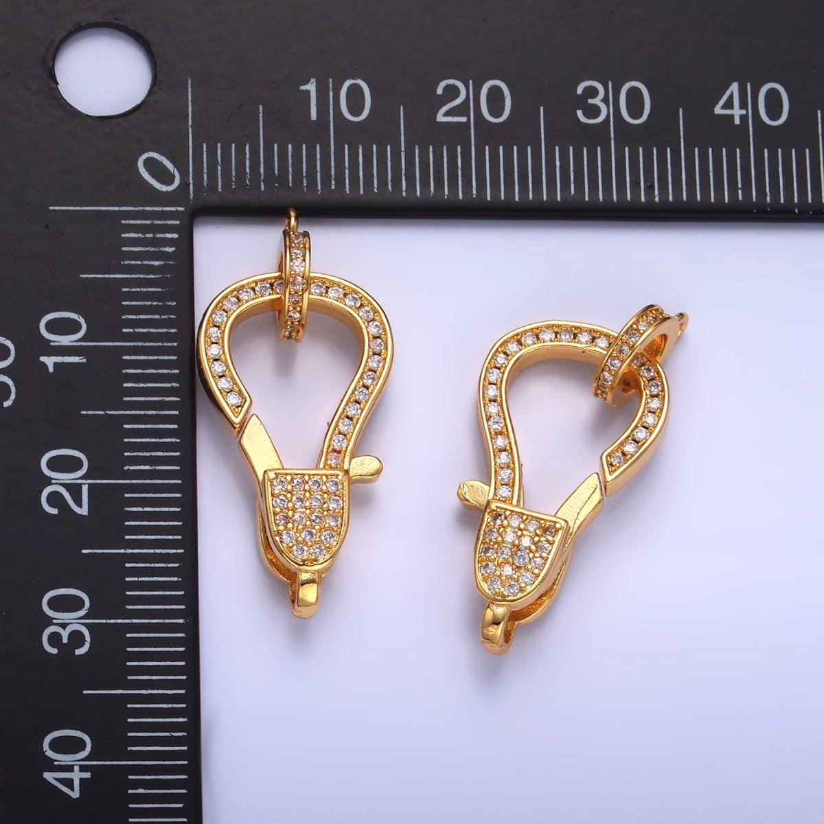 24K Gold plated 25mm Micro Paved CZ Lobster Claw Clasps Closure Findings | Z1028 - DLUXCA