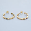 24K Gold plated 25mm Multicolor CZ Front - Facing Chain C - Shaped Hoop Earrings | AD733 - DLUXCA