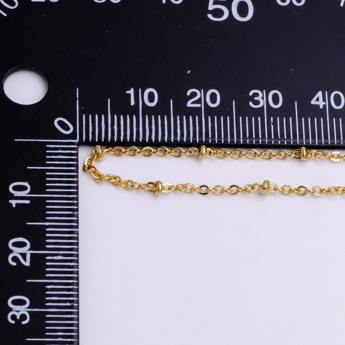 24K Gold plated 2.5mm Satellite Bead Rolo Unfinished Chain For Jewelry Making | ROLL-1383 - DLUXCA