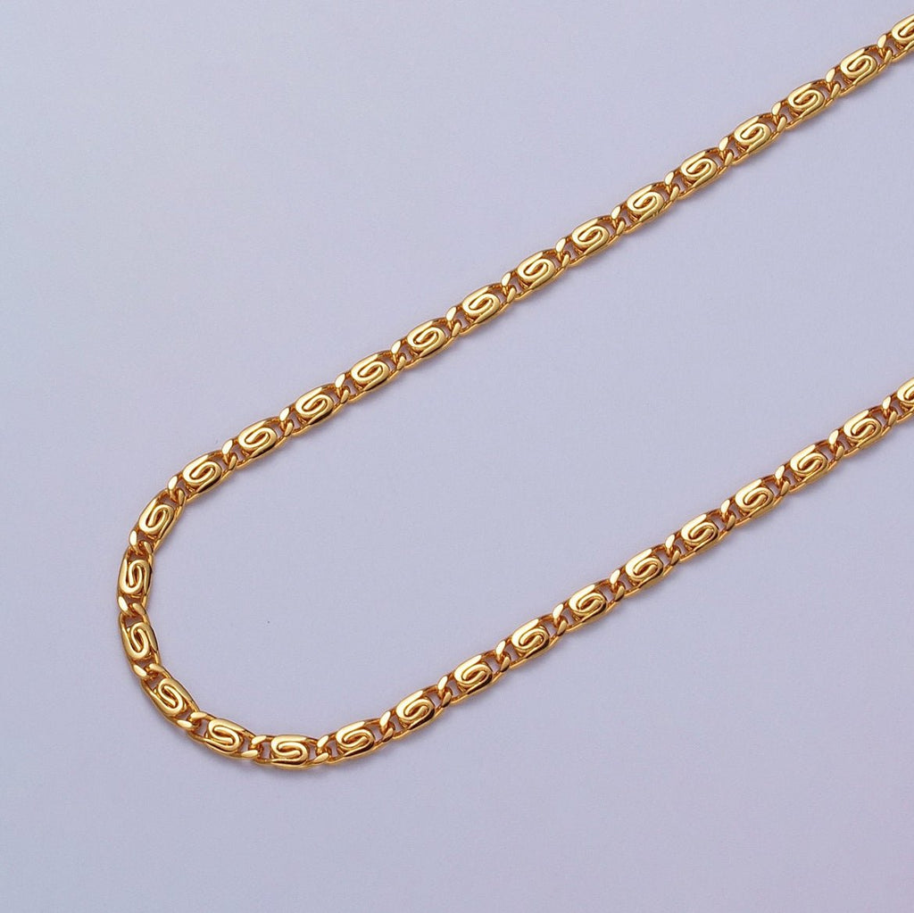 24K Gold plated 2.5mm Scroll Unfinished Chain in Gold & Silver | ROLL-955 ROLL-956 Clearance Pricing
