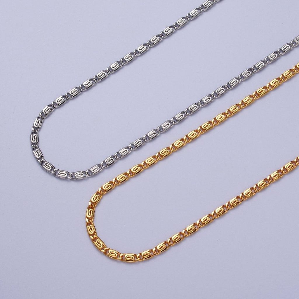 24K Gold plated 2.5mm Scroll Unfinished Chain in Gold & Silver | ROLL-955 ROLL-956 Clearance Pricing