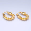 24K Gold plated 25mm Twisted Latch Hoop Earrings | AB686 