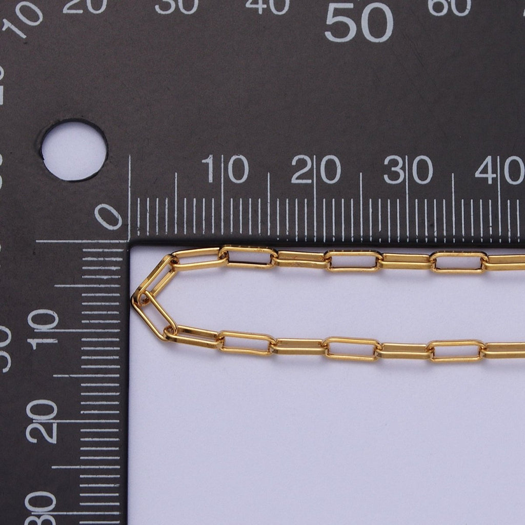 24K Gold plated 2.5mm Unfinished PaperClip Chain in Gold & Silver | ROLL-998 ROLL-999