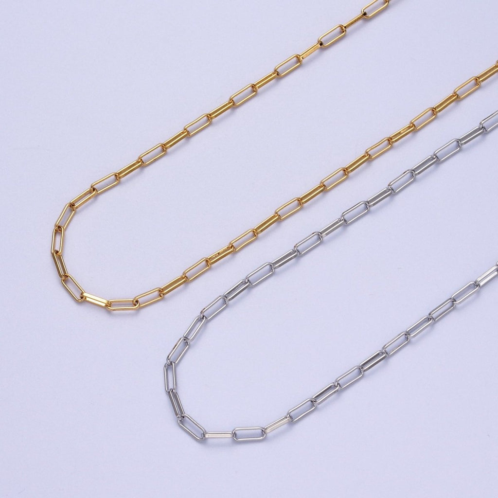 24K Gold plated 2.5mm Unfinished PaperClip Chain in Gold & Silver | ROLL-998 ROLL-999