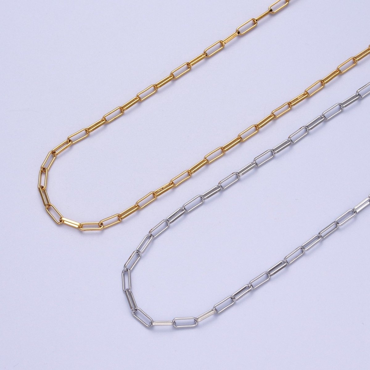 24K Gold plated 2.5mm Unfinished PaperClip Chain in Gold & Silver | ROLL-998 ROLL-999