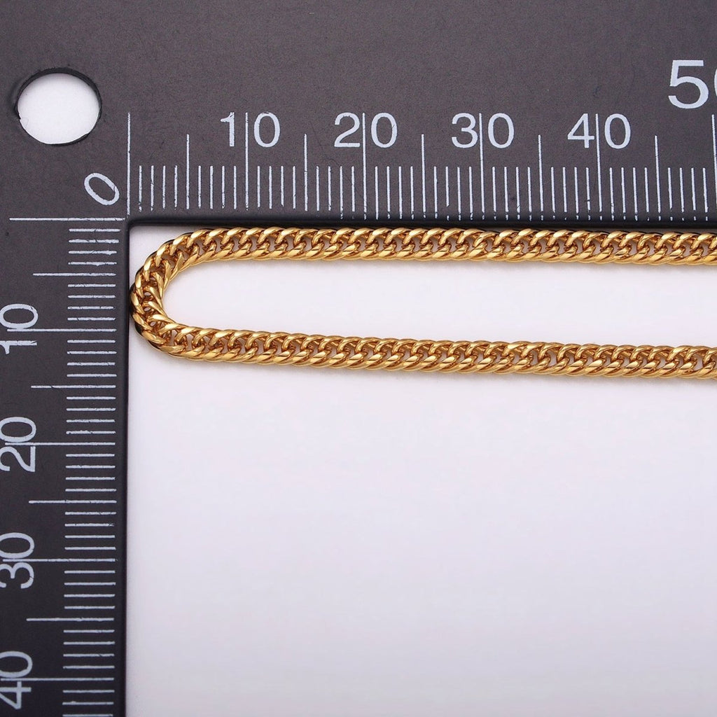 24k Gold plated 2.6mm Curb Chain Cable Link Unfinished Yard Chain in Gold & Silver | ROLL-1281 ROLL-1282 Clearance Pricing