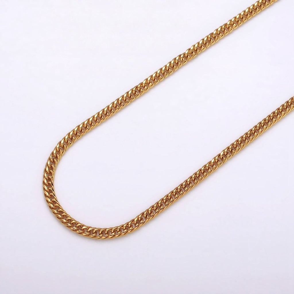 24k Gold plated 2.6mm Curb Chain Cable Link Unfinished Yard Chain in Gold & Silver | ROLL-1281 ROLL-1282 Clearance Pricing